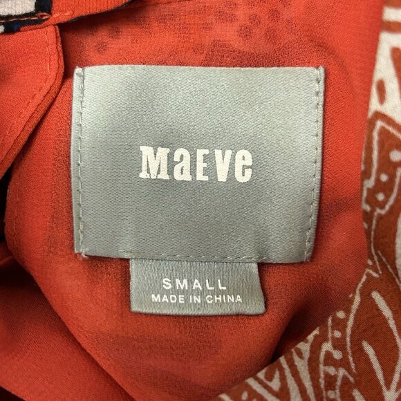 MAEVE Anthro Larkhill Silk Boho Small Dress Trapeze Swing Floral Orange Colorful - Picture 3 of 16